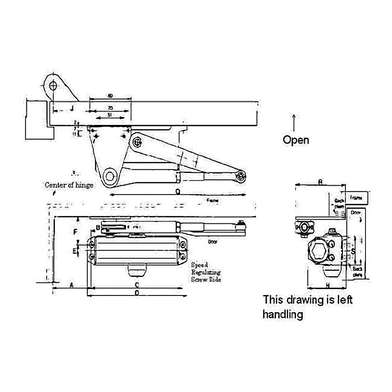 DOOR CLOSER PARALLEL HOLD OPEN TYPE RIGHT HAND 30KG
