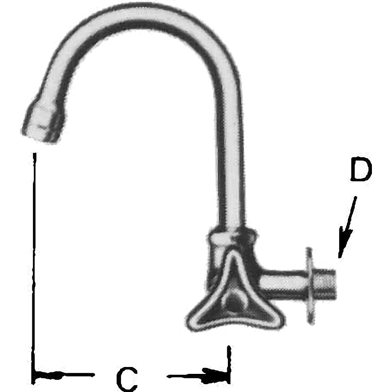 FAUCET WALL RIGHT HAND WITH GOOSE SWIVEL SPOUT & AERATOR 13(1/2)