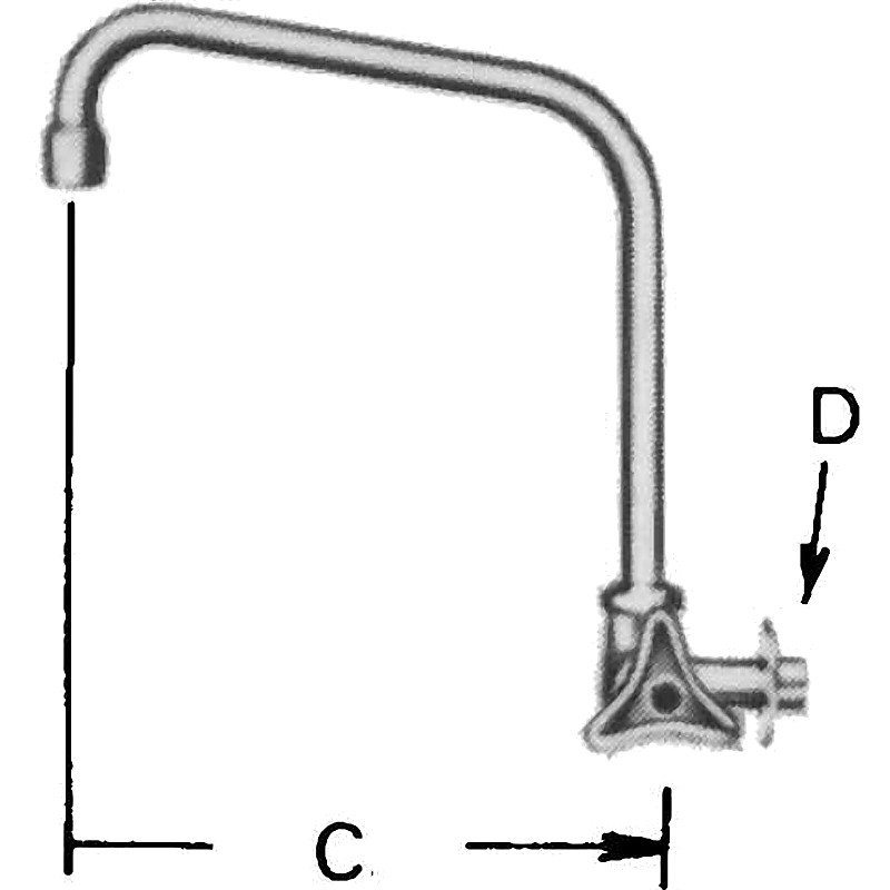 FAUCET WALL RIGHT HAND WITH HIGH SWIVE SPOUT 13 (1/2) WITHAERATOR