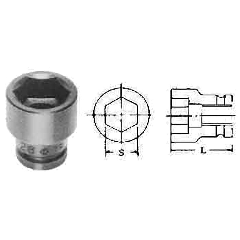 SOCKET FOR IMPACT WRENCH 9.5MM/SQ DRX13MM