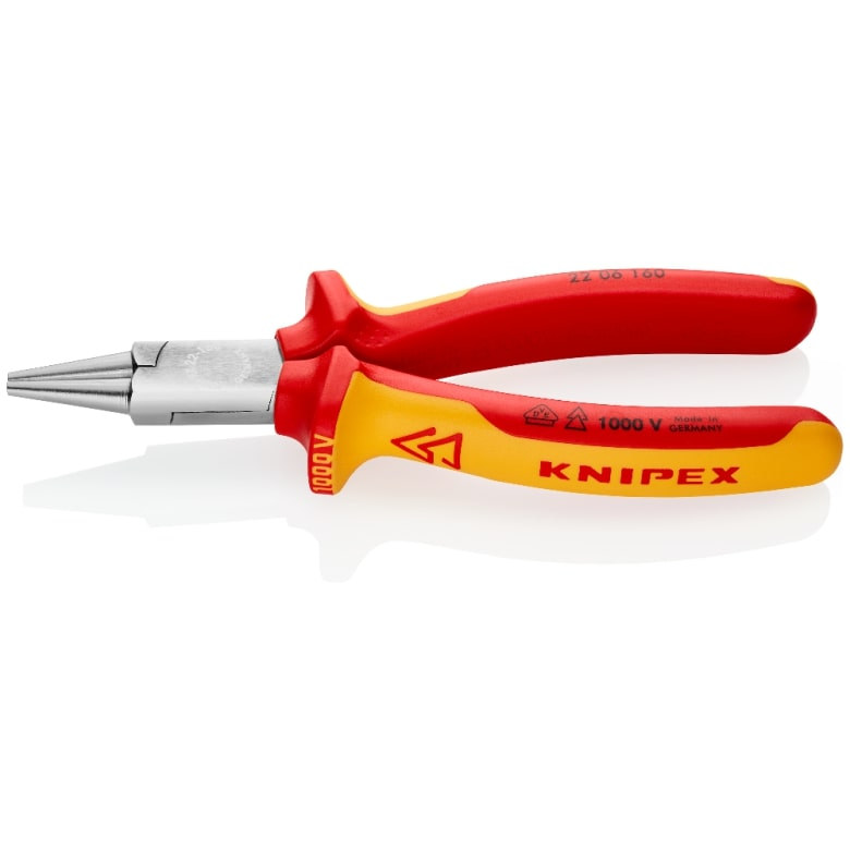 INSULATED ROUND NOSE PLIERS VDE 160MM
KNIPEX 2206160