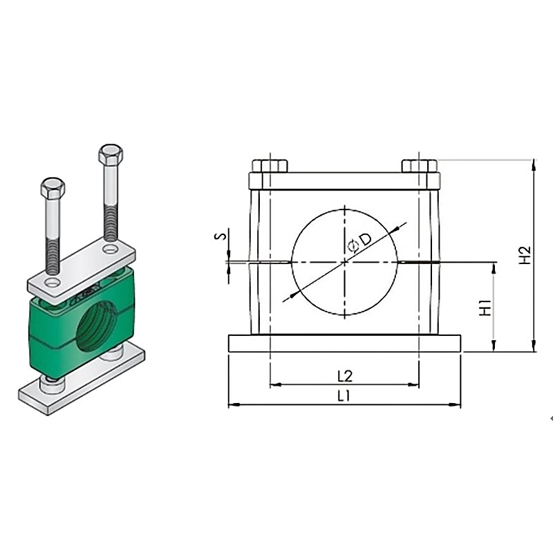 CLAMP TUBE POLYPROPYLENE WITH WELD PLATE HEAVY 6.4MM